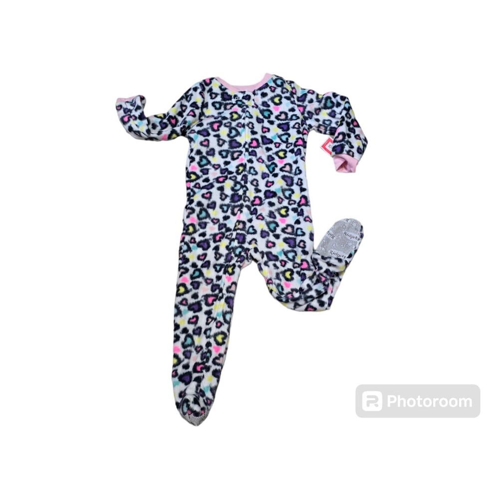 New With Tags Kidgets 3T Sleeper Zip Up Footed Pajamas Heart Leopard Pattern